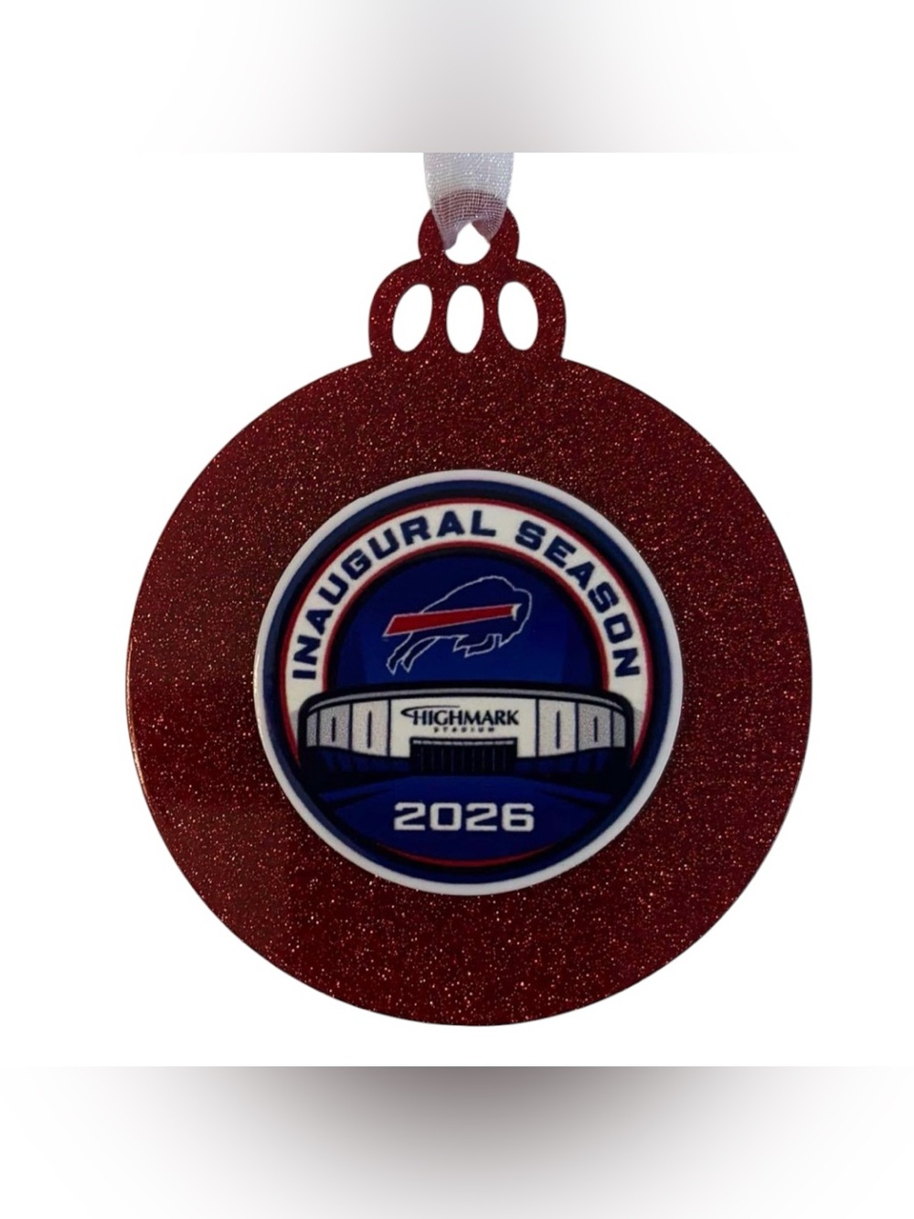 NFL Buffalo Bills Inaugural Season 2026 Red Glitter Ornament - Highmark